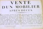 Vente d'un mobilier après décès Mr Benoît Chastaing Notaire à St Martin en Haut (Rhône). (Document) Vente mobilière