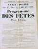 Mairie de la ville de Lyon - Anniversaire des 27, 28 et 29 juillet 1830 - Programme des fêtes pour 1833. (Document) Programme des fêtes pour 1833 ...