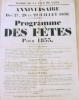 Mairie de la ville de Lyon - Anniversaire des 27, 28 et 29 juillet 1830 - Programme des fêtes pour 1833. (Document) Programme des fêtes pour 1833 ...