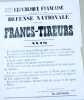 Francs-tireurs - Avis du 8 octobre 1870. (Document) LIOTARD Er. - Préfecture du Gard