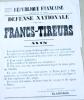 Francs-tireurs - Avis du 8 octobre 1870. (Document) LIOTARD Er. - Préfecture du Gard