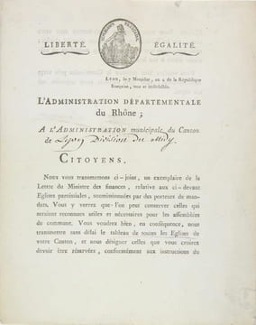 L'Administration départementale du Rhône ; à l'Administration municipale du Canton de Lyon, division du Midy. (Document) Administration départementale ...