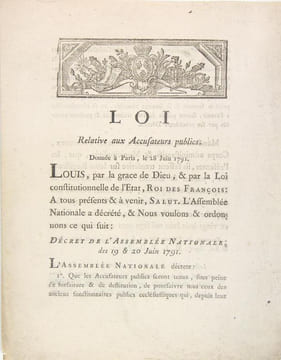 Loi relative aux Accusateurs publics - Décret de l'Assemblée Nationale des 19 & 20 juin 1791. (Document) Loi (Accusateurs publics / publics ...