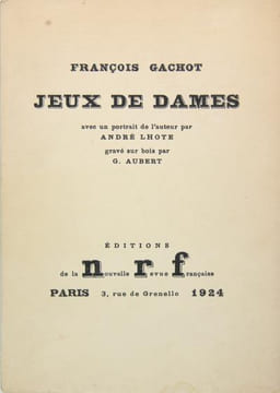 Jeux de Dames. GACHOT François