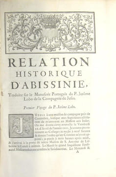 Relation historique d'Abissinie. LOBO Jérome R. P. de la Compagnie de Jésus