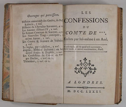 Les confessions du Comte de *** - Ecrites par lui-même à un ami.. (Charles Pinot Duclos)