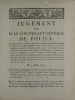 Parfum - Jugement de M. Le Lieutenant Général de Police du 3 Juillet 1773. DE SARTINE & Le Riche
