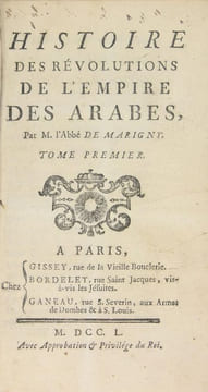 Histoire des révolutions de l’Empire des Arabes. MARIGNY Abbé de