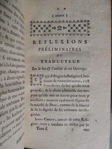DE LA RELIGION CHRETIENNE Ouvrage traduit de l ' anglois par Gabriel Seigneux de Correvon conseiller & ancien trésorier de la ville de Lausanne (...) Avec une Préface , un Discours préliminaire , des Notes & des Dissertations du Traducteur , qui y a joint une Dissertation de feu M. de Chéseaux sur l ' année de naissance de N. S. & celle de sa mort