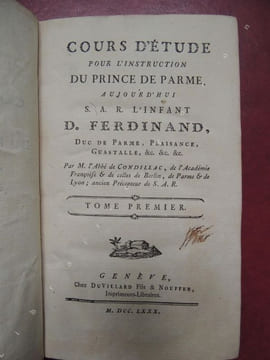 COURS D ' ETUDE POUR L ' INSTRUCTION DU PRINCE DE PARME , AUJOURD ' HUI S. A. R. L ' INFANT D. FERDINAND , DUC DE PARME ...
