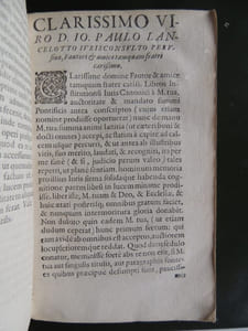 INSTITVTIONES IVRIS CANONICI quibus jus pontificium singulari methodo libris IV comprehenditur a Joan. Paulo-Lancelotto ... ( relié avec : ) DE COMPARATIONE JURIS PONTIFICII ET CAESAREI ac utriusque interpretandi ratione
