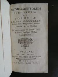 MEDICAMENTORUM CONSTITUTIO  seu  formulae  Caroli Barbeirac