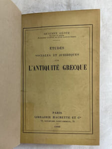 ETUDES SOCIALES ET JURIDIQUES SUR L'ANTIQUITE GRECQUE