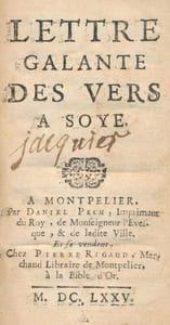Lettre galante des vers a soye