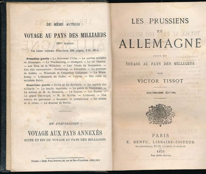 Les Prussiens en Allemagne suite du Voyage au pays des milliards. TISSOT Victor