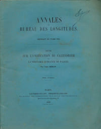 Etude sur l'unification du calendrier et la véritable échéance de Pâques