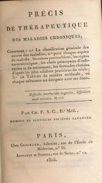 Précis de thérapeutique des maladies chronique. ANONYME