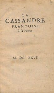 La Cassandre francoise à sa Patrie