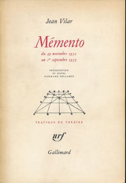 Mémento du 29 novembre 1952 au 1er septembre 1955. VILAR Jean 