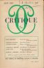 Critique. Revue générale des publications Françaises et étrangères. N° 169 de Juin 1961. CRITIQUE ] Revue littéraire 