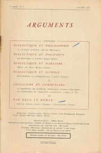Arguments. N° 7 d'Avril - Mai 1958