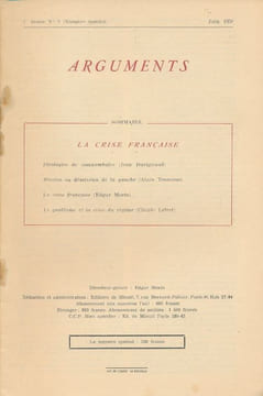 Arguments. N° 8 de juin 1958. COLLECTIF ] Sous la Direction d'Edgar Morin 