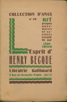 L'Esprit d'Enry Becque. BECQUE Henry ] 
