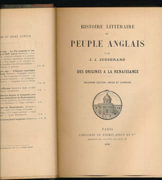 Histoire littéraire du peuple anglais. Des origines à la Renaissance . JUSSERAND J. J.