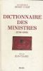Dictionnaire des ministres de 1789 à 1989. BENOIT Yvert 