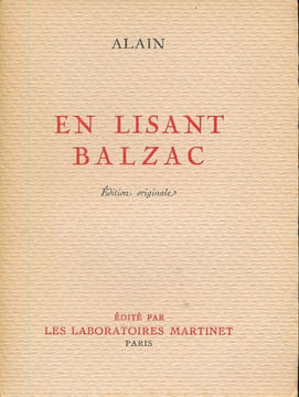 En lisant Balzac . ALAIN 