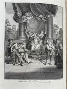 Les principales avantures de l'admirable Don Quichotte représentées en figures par Coypel, Picart le Romain, et autres habiles maîtres avec les explications des XXXI planches de cette magnifique collection tirées de l'original espagnol de Miguel de Cervantes