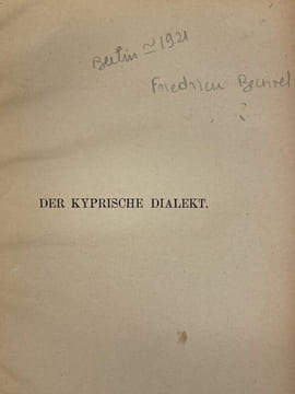 Der Kyprische Dialekt. BECHTEL Friedrich
