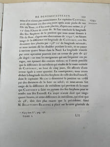 Voyage de Dentrecasteaux envoyé à la recherche de La Pérouse. Publié par ordre de sa Majesté l'Empereur et Roi, sous le Ministère de S.E. le Vice Amiral Decrès, Comte de l'Empire, rédigé par M. de Rossel,ancien Capitaine de vaisseau. Tome 1 seul