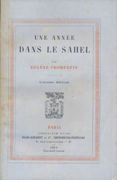Une année dans le Sahel. FROMENTIN Eugène