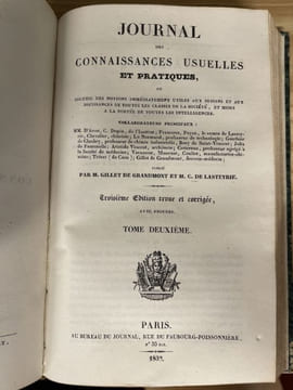 Journal des connaissances usuelles et pratiques ou recueil des notions immédiatement utiles aux besoins et aux jouissances de toutes les classes de la ...