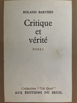 Critique et vérité. Essai. BARTHES Roland
