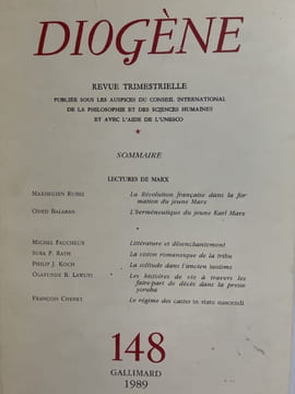 Diogène. N° 148 - Lectures de Marx. Diogène