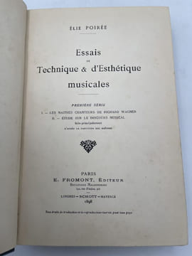 Essais de technique et d'esthétique musicales . POIREE Elie 