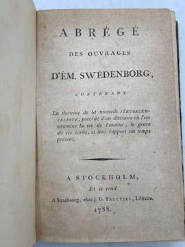 Abrégé des ouvrages d'Em. Swedenborg. SWEDENBORG Emmanuel 