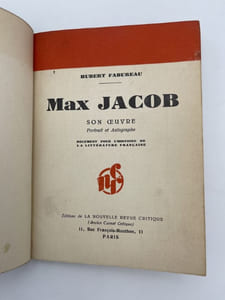 Max Jacob. Son oeuvre, portrait et autographe