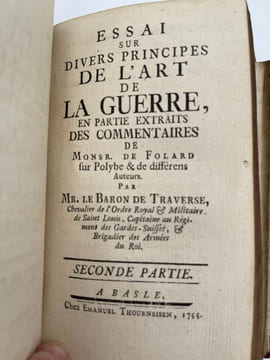 Etude militaire pour servir d'introduction à l'instruction méthodique de l'art de la guerre. PUYSEGUR Maréchal de