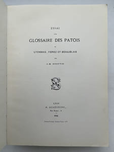 Glossaire des patois de Lyonnais, Forez et Beaujolais