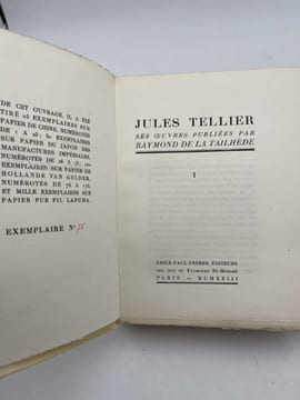 Jules Tellier. Ses oeuvres publiées par Raymond de la Tailhède . TELLIER Jules