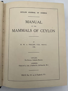 Manual of the mammals of Ceylon