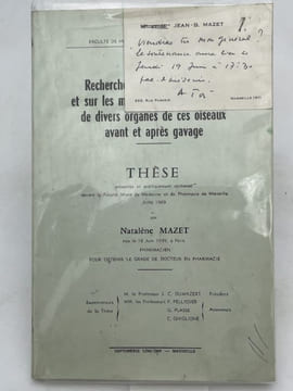 Recherche sur le sans des oies et sur les modifications histologiques de divers organes de ces oiseaux . MAZET Nataléne