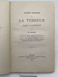 Tableau sommaire de la Terreur dans l'Aveyron