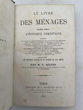Le livre des ménages. Nouveau manuel d'économie domestique. BELEZE G