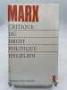 Critique du droit Hégélien. MARX