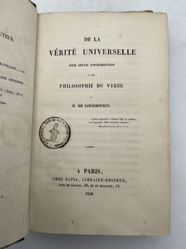 De la Vérite universelle pour servir d'introduction à la philosophie du Verbe. BARRAU-DIHIGO L