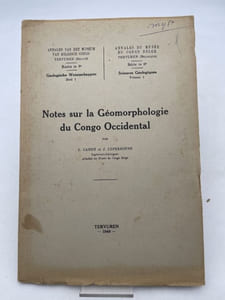 Notes sur la géomorphologie du Congo Occidental